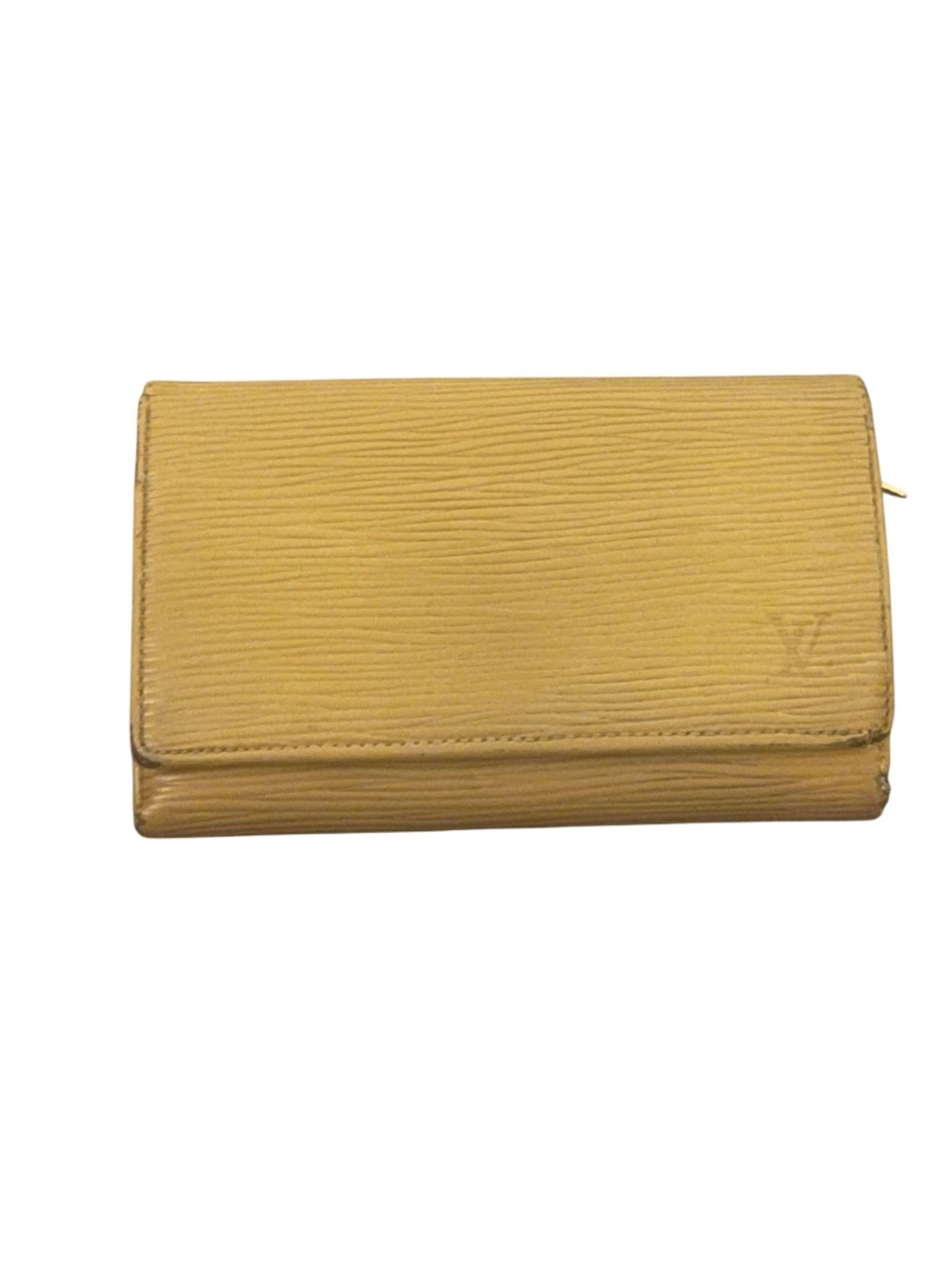 Authentic Elise Epi Louis Vuitton Yellow Leather Wallet with Snap Closure